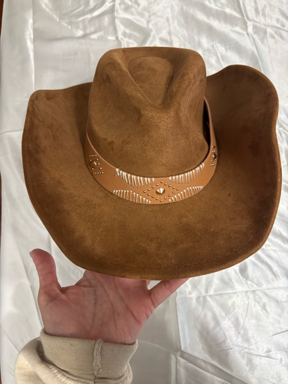 Brown Suede Western Cowboy Hat with Decorative Band